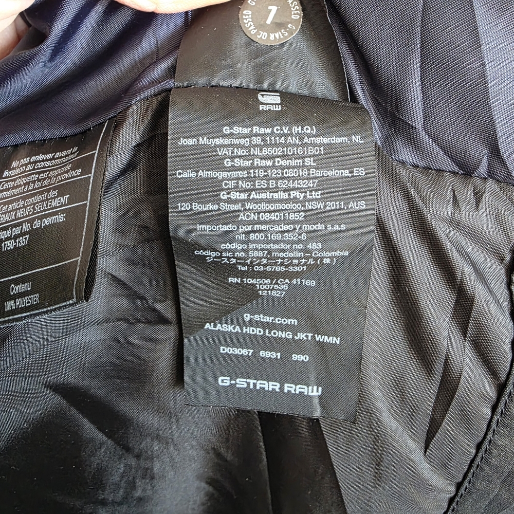 G-Star RAW Alaska HDD Long Puffer Jacket Women’s Size Small Black Hooded Coat - Picture 15 of 15
